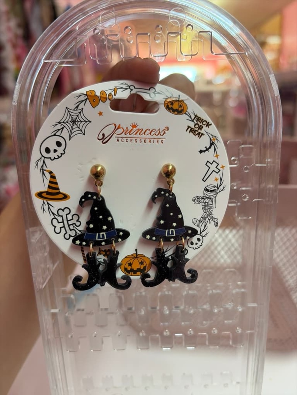 Kids Halloween Witch Hat Earrings - Black